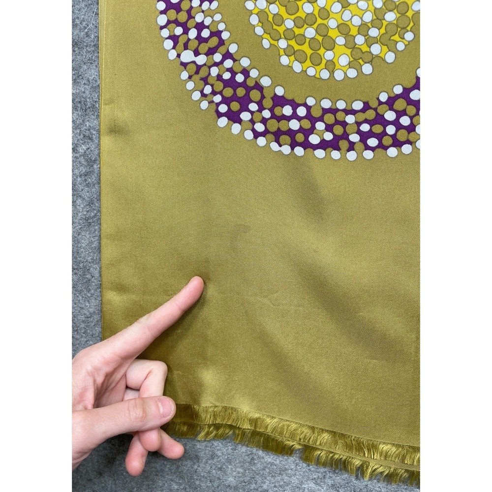 Vintage Christian Dior Silk Scarf Wrap Gold Multicolor Artsy Abstract 20x68 - Picture 13 of 16